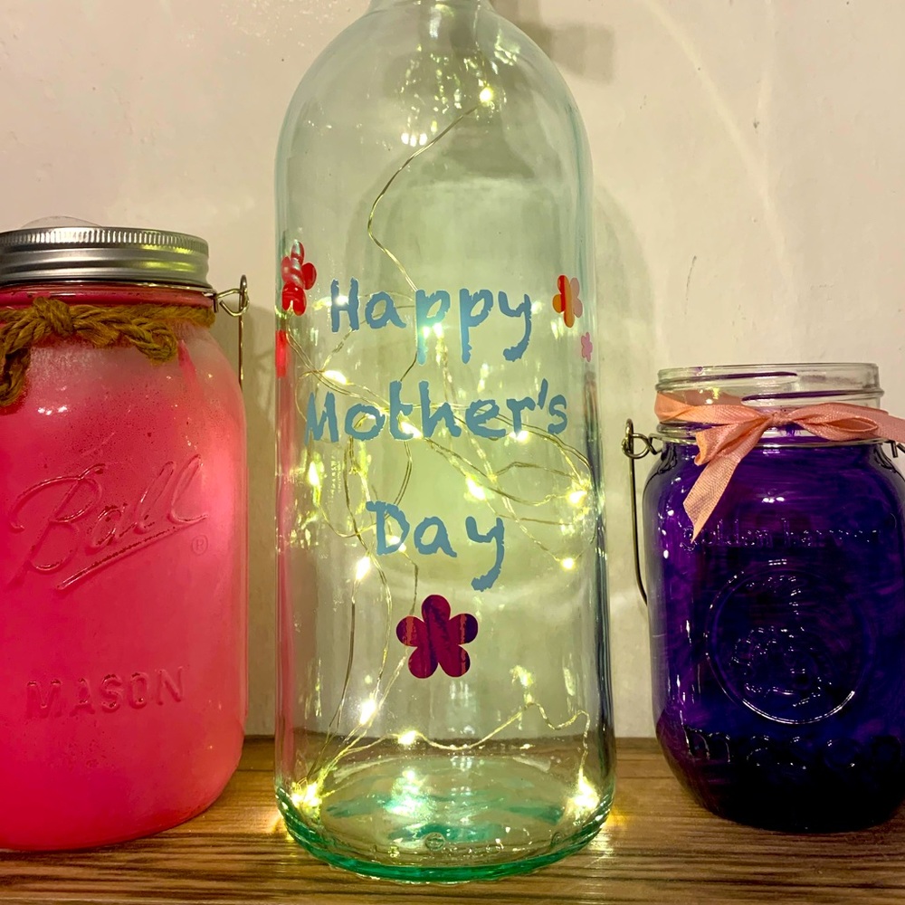 Happy Mother’s Day wine bottle lantern